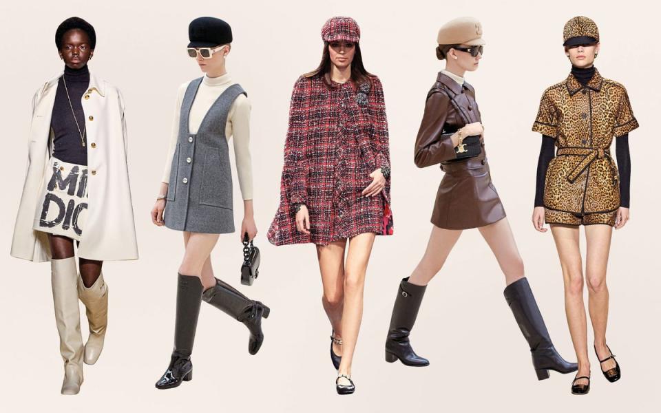  (Left to right, the recent 1960s inspired from collections Dior, Celine, Chanel, Celine and Dior)