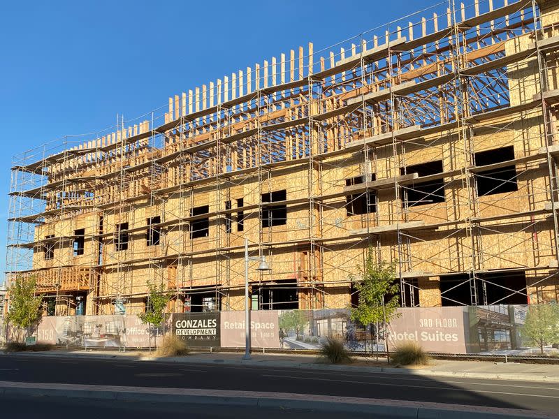 A mixed-use development is under construction in Chico, California