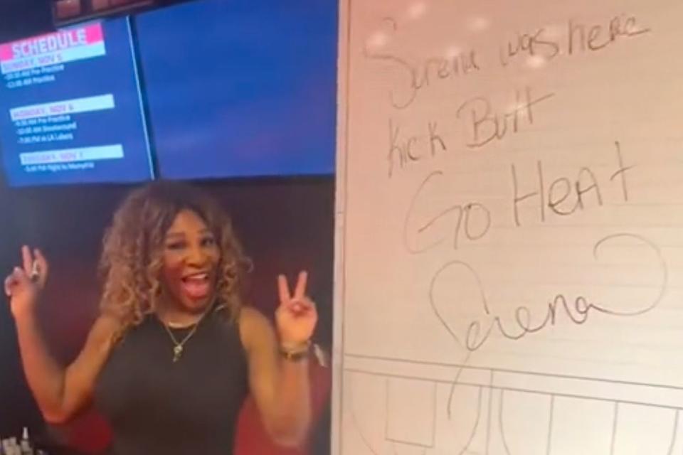 <p>Serena Willliams/TikTok</p> Serena Williams pictured in her TikTok video in Miami Heat