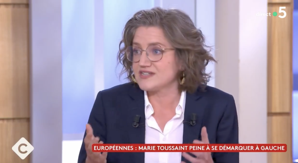 Marie Toussaint, la tête de liste Les Écologistes aux européennes, lors de son passage dans l’émission C à vous sur France 5 le 13 mai 2024