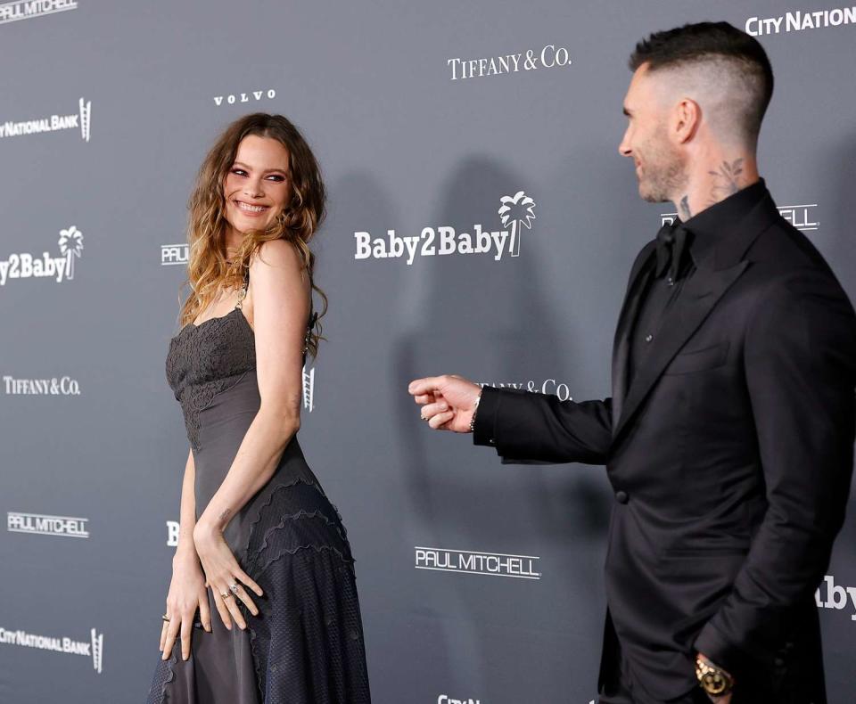 Behati Prinsloo and Adam Levine attend the Baby2Baby 10-Year Gala presented by Paul Mitchell on November 13, 2021 in West Hollywood, California