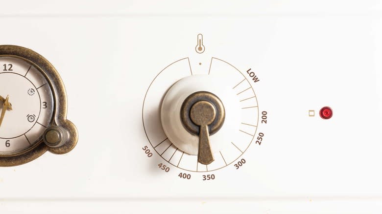 Oven knob turned on 350 F