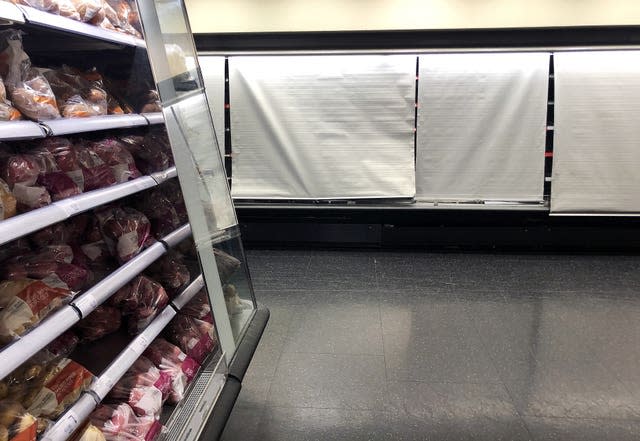 Depleted shelves at a supermarket in Dublin