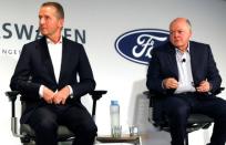 Ford President and CEO Jim Hackett and Volkswagen AG CEO Dr. Herbert Diess speak during a news conference in New York