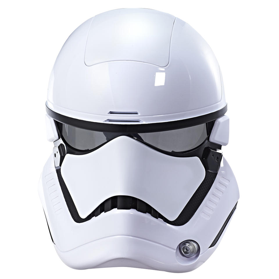 <p>“Pretend to battle as a First Order Stormtrooper with this electronic mask that amplifies your voice with the push of a button! Imagine marching alongside the First Order with this iconic mask from <em>Star Wars: The Last Jedi</em>.” $34.99 (Photo: Hasbro) </p>