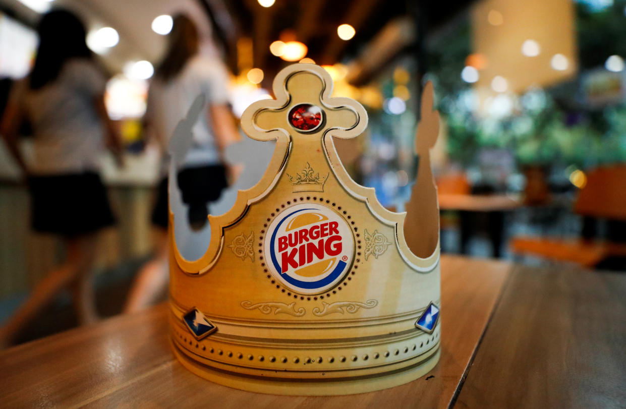 A paper crown is seen at a Burger King restaurant. REUTERS/Jorge Silva