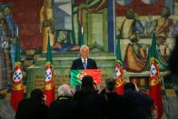 Re-elected Portugal's President Marcelo Rebelo de Sousa addresses journalists after the announcement of electoral results in Lisbon