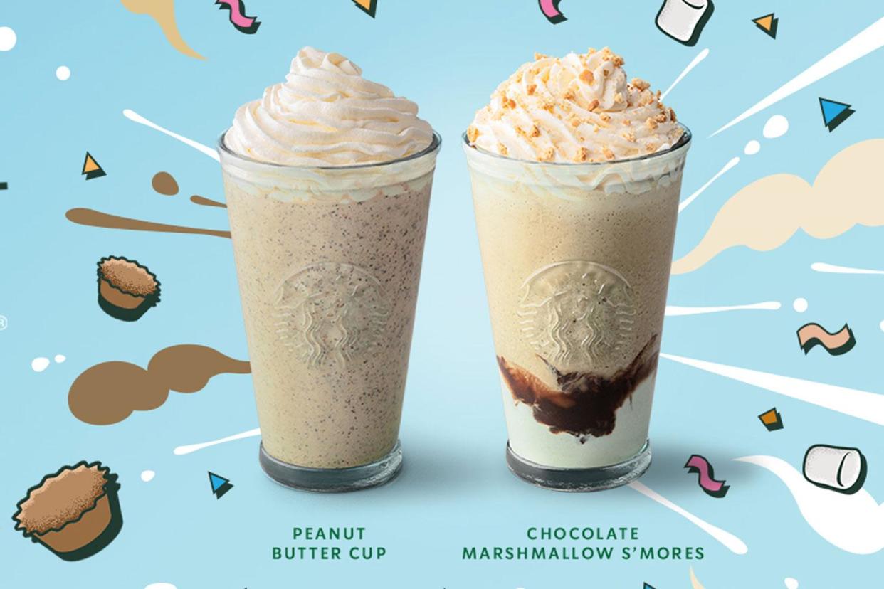 Starbucks release Peanut Butter Cup and Chocolate Marshmallow S'mored frappuccinos: Starbucks