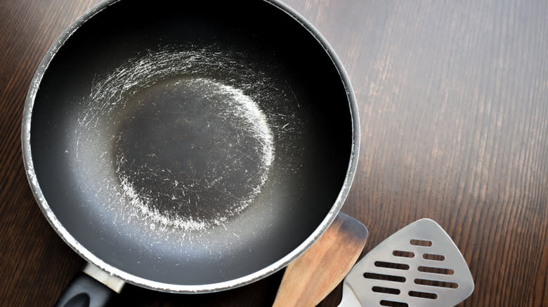 scratched up cooking pan