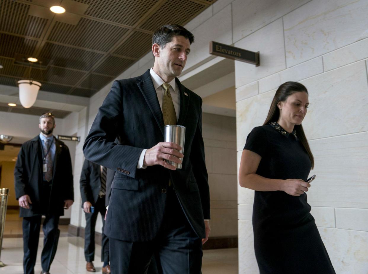 House Speaker Paul Ryan in Washington DC yesterday – he had hoped to avert a government shutdown: AP