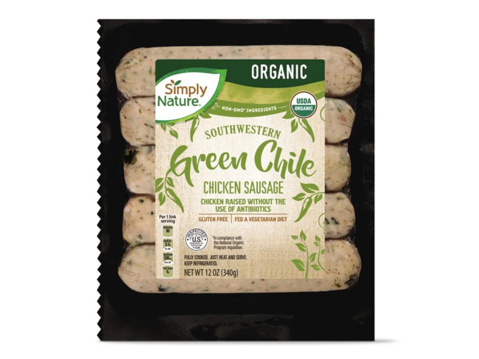 Package of green chile-chicken sausage