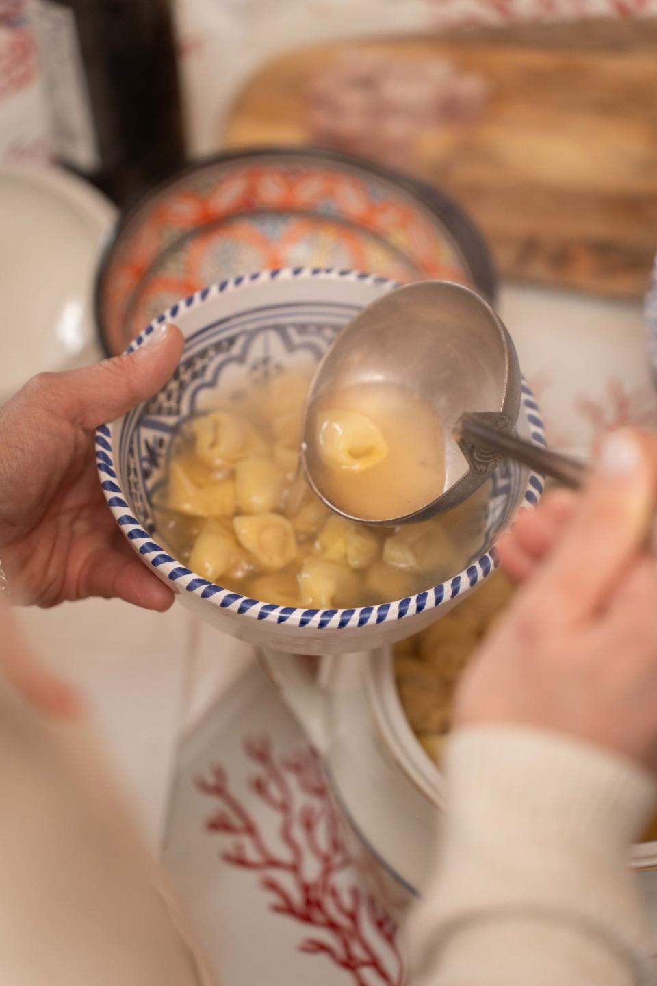 Tortellini in brodo, made during our cookery class with Oriana (Peroni)