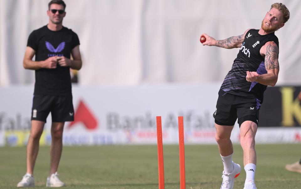 Ben Stokes bowling during the tea break