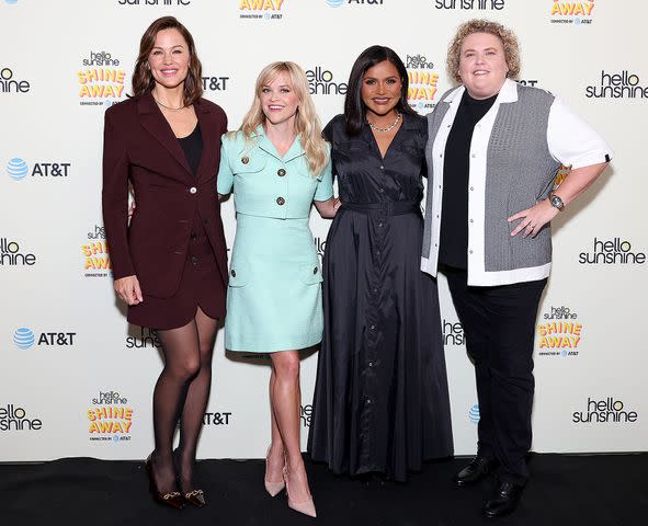 <p>Monica Schipper/Getty</p> Jennifer Garner, Reese Witherspoon, Mindy Kaling and Fortune Feimster attend Hello Sunshine's Shine Away, Connected by AT&T, at Rolling Greens on October 21, 2023 in Los Angeles, California