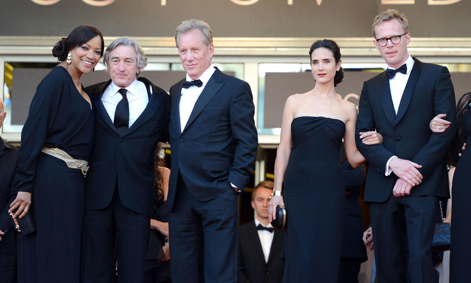 L-R: Grace Hightower, Robert De Niro, James Woods, Jennifer Connelly, and Paul Bettany attend the 'Once Upon A Time' Premiere during the 65th Annual Cannes Film Festival (Venturelli/WireImage)