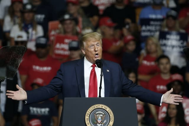 Donald Trump at his campaign rally in Tulsa, Oklahoma in June