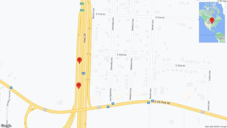 A detailed map that shows the affected road due to 'Broken down vehicle on southbound I-435 in Kansas City' on December 15th at 5:45 p.m.