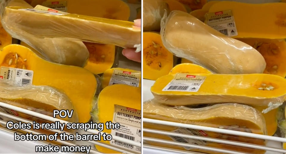 Small butternut pumpkin in Coles store. 