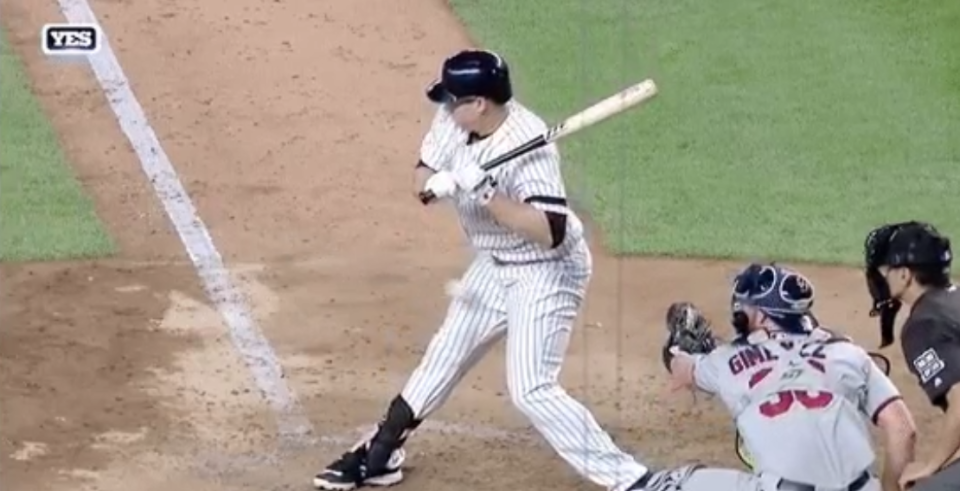 Chase Headley gets hit by a pitch in a painful place. (YES Network)