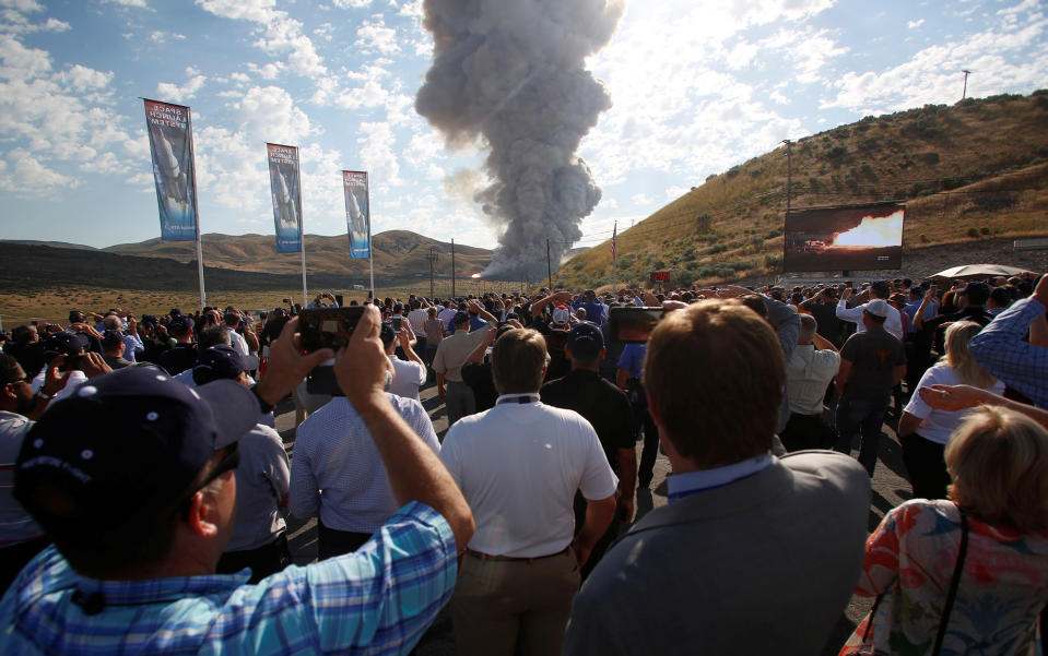 Space Launch System rocket booster test in Utah