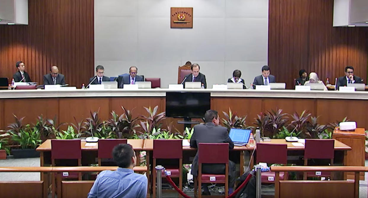 The Select Committee hearing on deliberate online falsehoods. (Photo: Screengrab from YouTube/govsingapore)