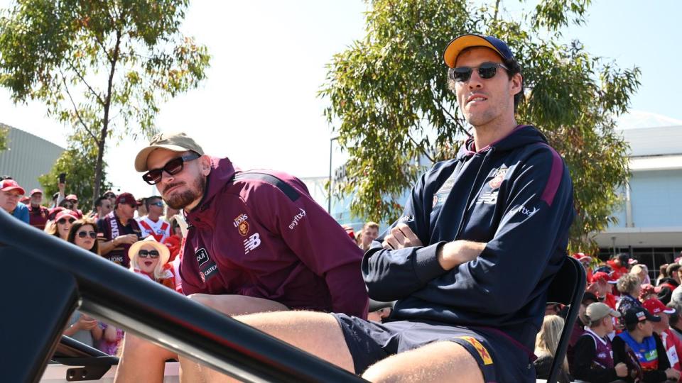 Darragh Joyce (left) and Darcy Fort of the Lions