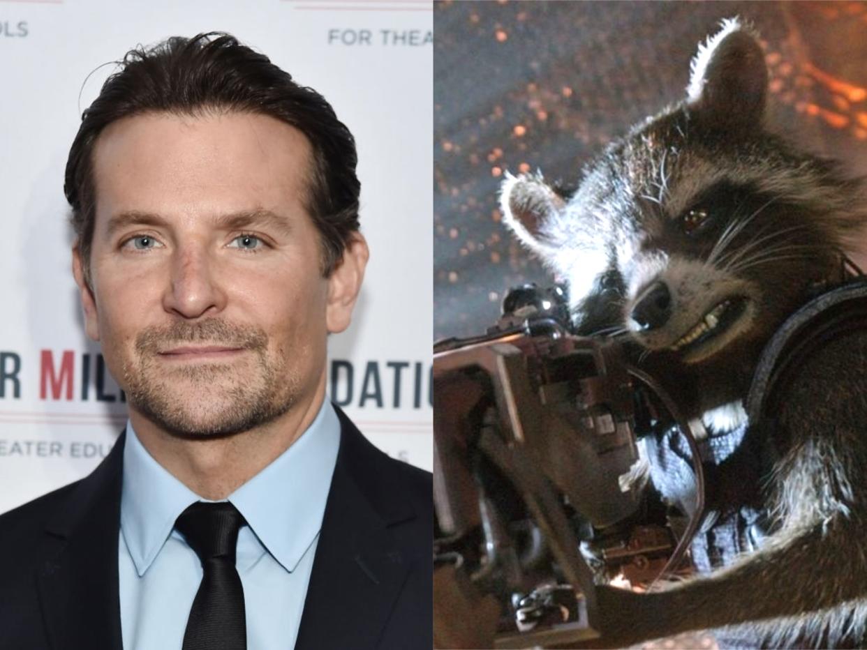 Bradley Cooper, and Guardians of the Galaxy’s Rocket Raccoon (Steven Ferdman/Getty Images/Disney)