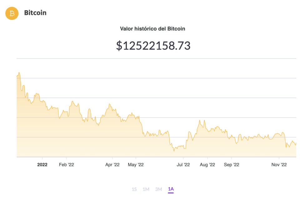 La variación del precio del Bitcoin en pesos en el último año. Fuente: Ripio.