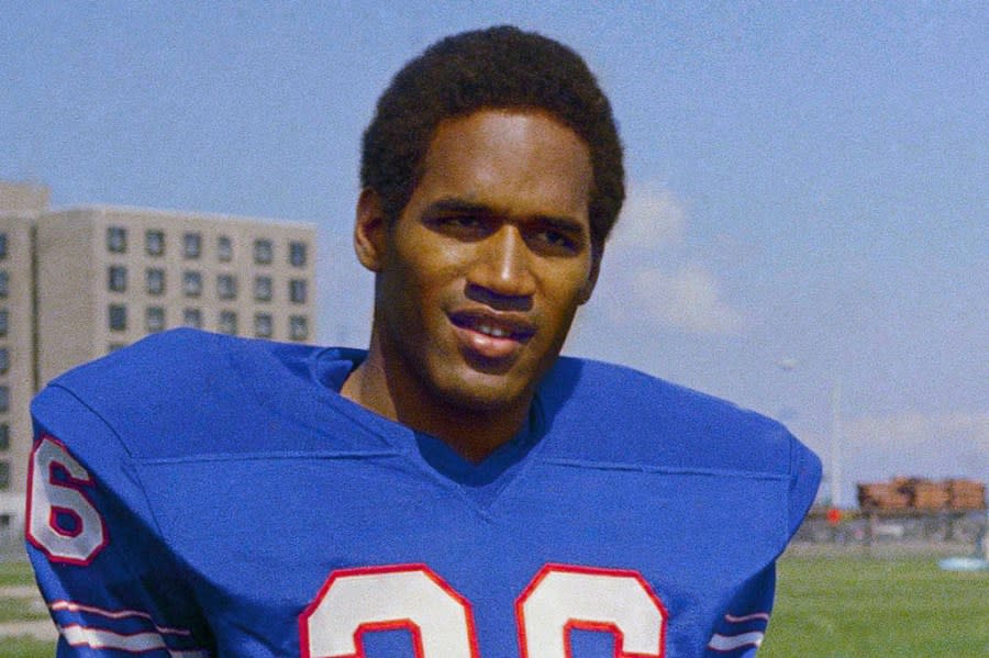 Buffalo Bills’ O.J. Simpson posed in 1969. O.J. Simpson, the decorated football superstar and Hollywood actor who was acquitted of charges he killed his former wife and her friend but later found liable in a separate civil trial, has died. He was 76. Simpson’s attorney confirmed to TMZ he died Wednesday night, April 10, 2024, in Las Vegas. (AP Photo/File)