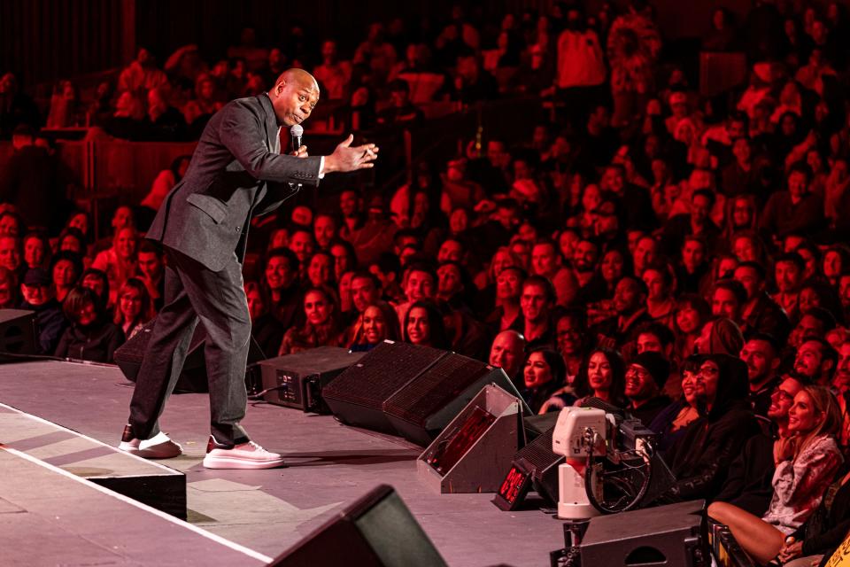 Dave Chappelle performs at the Hollywood Bowl during Netflix is a Joke: The Festival.