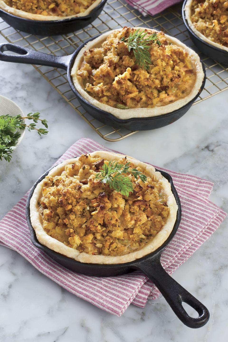 Mini Turkey Pot Pies with Dressing Tops