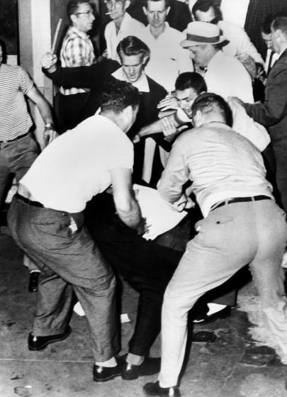 James Peck was on one of the two Freedom Rider buses is attacked at the bus station, Birmingham, Ala., May 14, 1961.