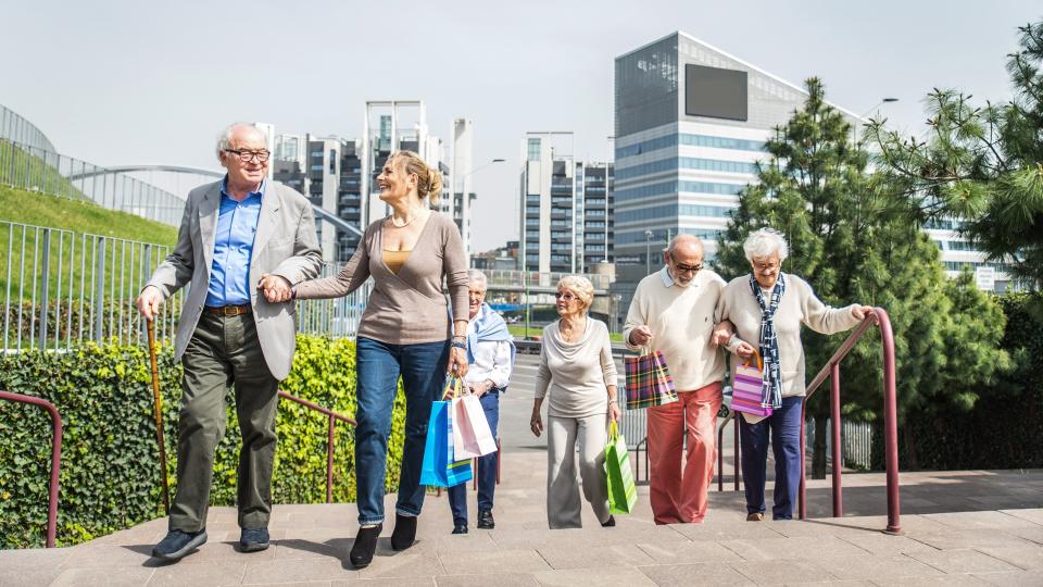 Senior people in city