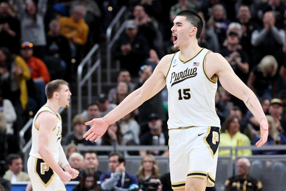 Zach Edey was dominant in leading Purdue to the Sweet 16. (Photo by Andy Lyons/Getty Images)