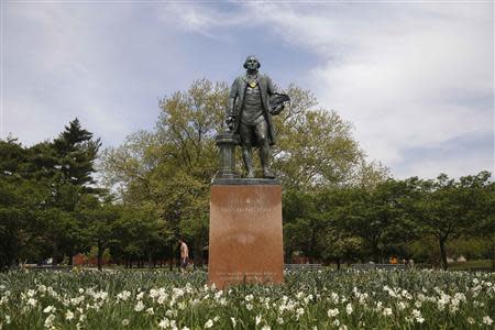 The George Washington (1732-1799) sculpture by Donald De Lue is seen at Flushing Meadows-Corona Park in the Queens borough of New York May 12, 2014. REUTERS/Shannon Stapleton