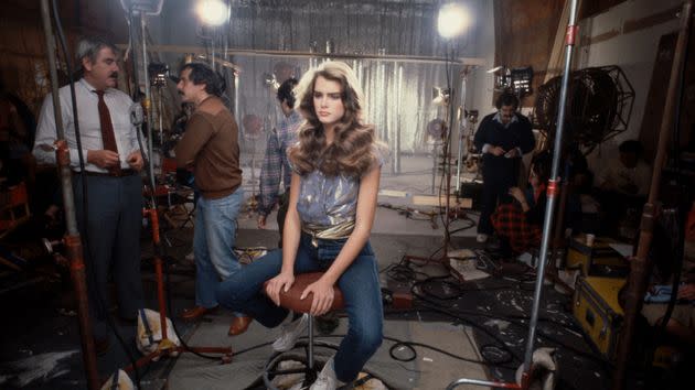 Brooke Shields braces herself for another cringey interview, in an archival scene from the poignant 
