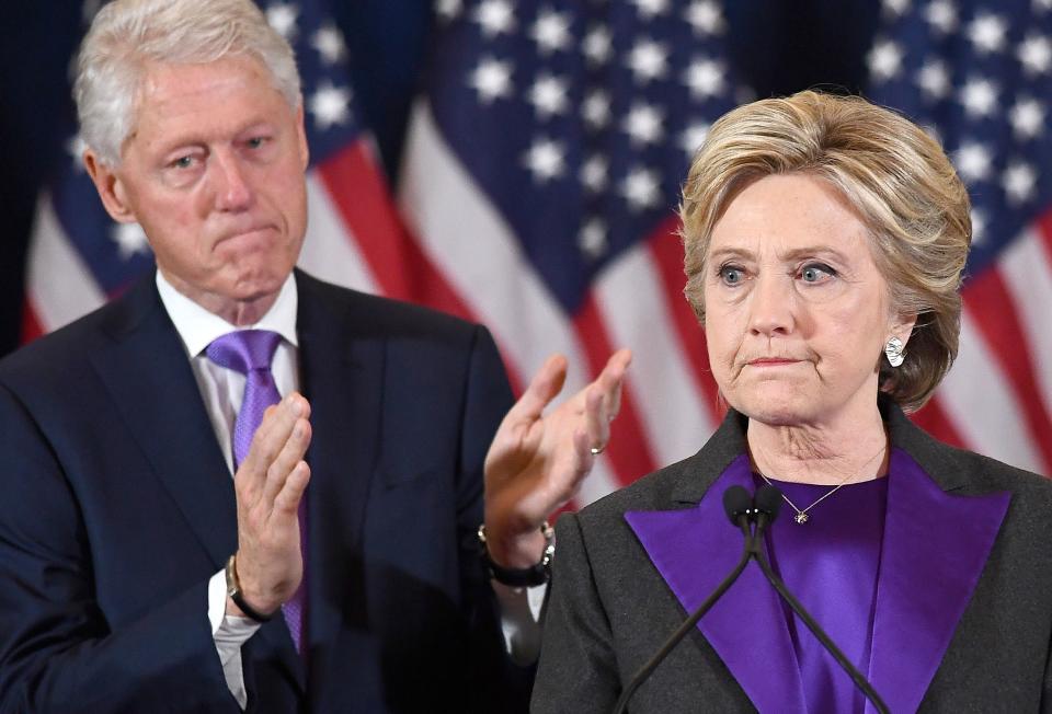 Hillary and Bill Clinton both wore purple as a sign of unity after the presidential election. (Photo: Getty Images)