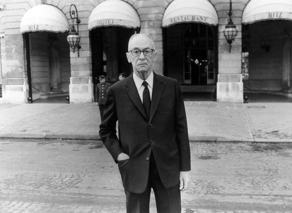 Charles Ritz stands outside his family's hotel in 1972