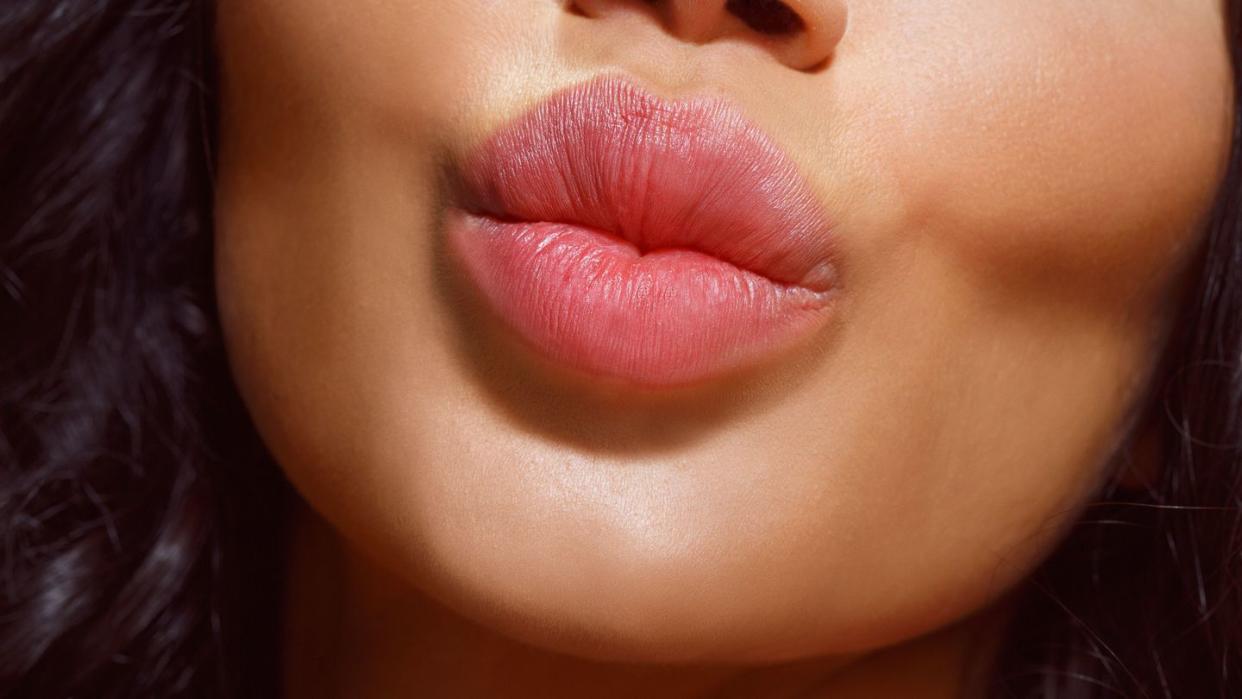 a close up of a woman's lips