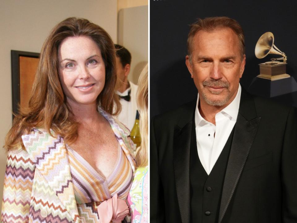 A side-by-side collage of Bridget Rooney and Kevin Costner