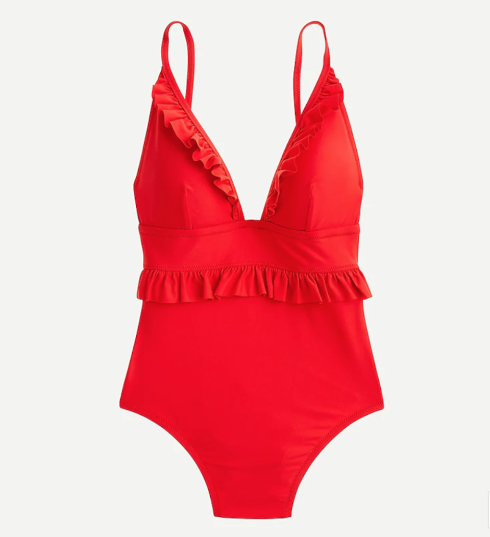 8) Ruffle Deep-V One-Piece Swimsuit