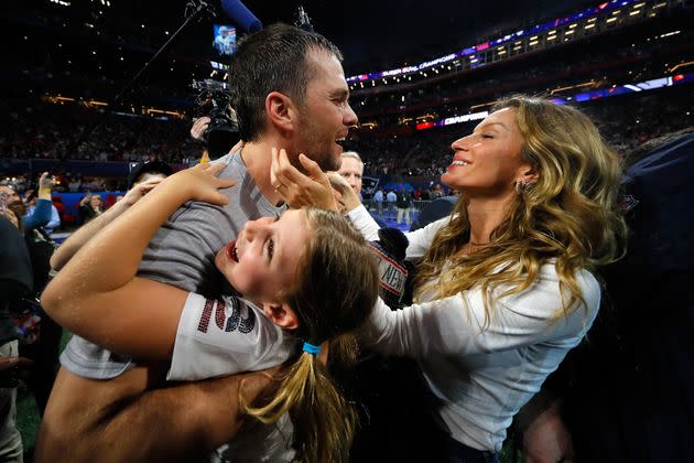 Brady celebrates with his wife Super Bowl LIII. (Photo: Kevin C. Cox via Getty Images)