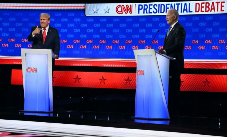 US President Joe Biden and his Republican White House challenger Donald Trump sparred in their first in-person debate of the 2024 election cycle (ANDREW CABALLERO-REYNOLDS)