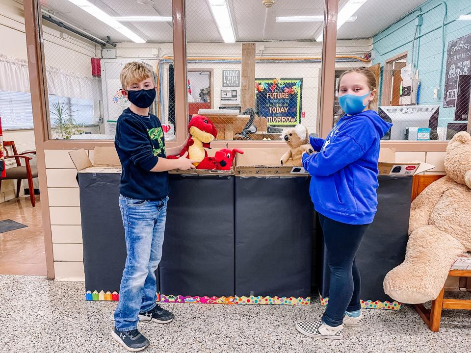 This is the fourth time South Knoxville Elementary School council has hosted a soft toy drive to donate to the Juvenile Court, and they collected enough to fill four boxes instead of the usual two. Feb. 3, 2022. Pictured are fourth grade student council members Joseph Jordan and India Matthews.