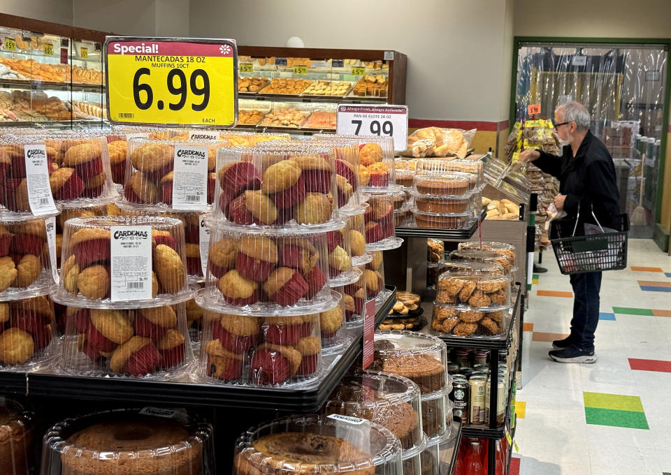 A customer shops for food at a grocery store on March 12, 2024 in San Rafael, California. According to a report by the Bureau of Labor and Statistics, inflation rose by 3.2 percent for the 12 months ended in February, up slightly from January’s annual reading of 3.1 percent. (Credit: Justin Sullivan, Getty Images)