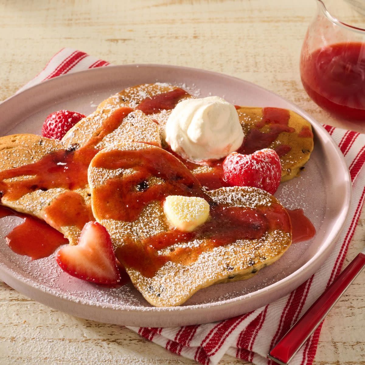 mothers day brunch heart shaped pancakes