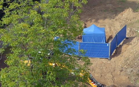 The sealed off area where a British World War II bomb was found - Credit: Bernd Kammerer/EPA