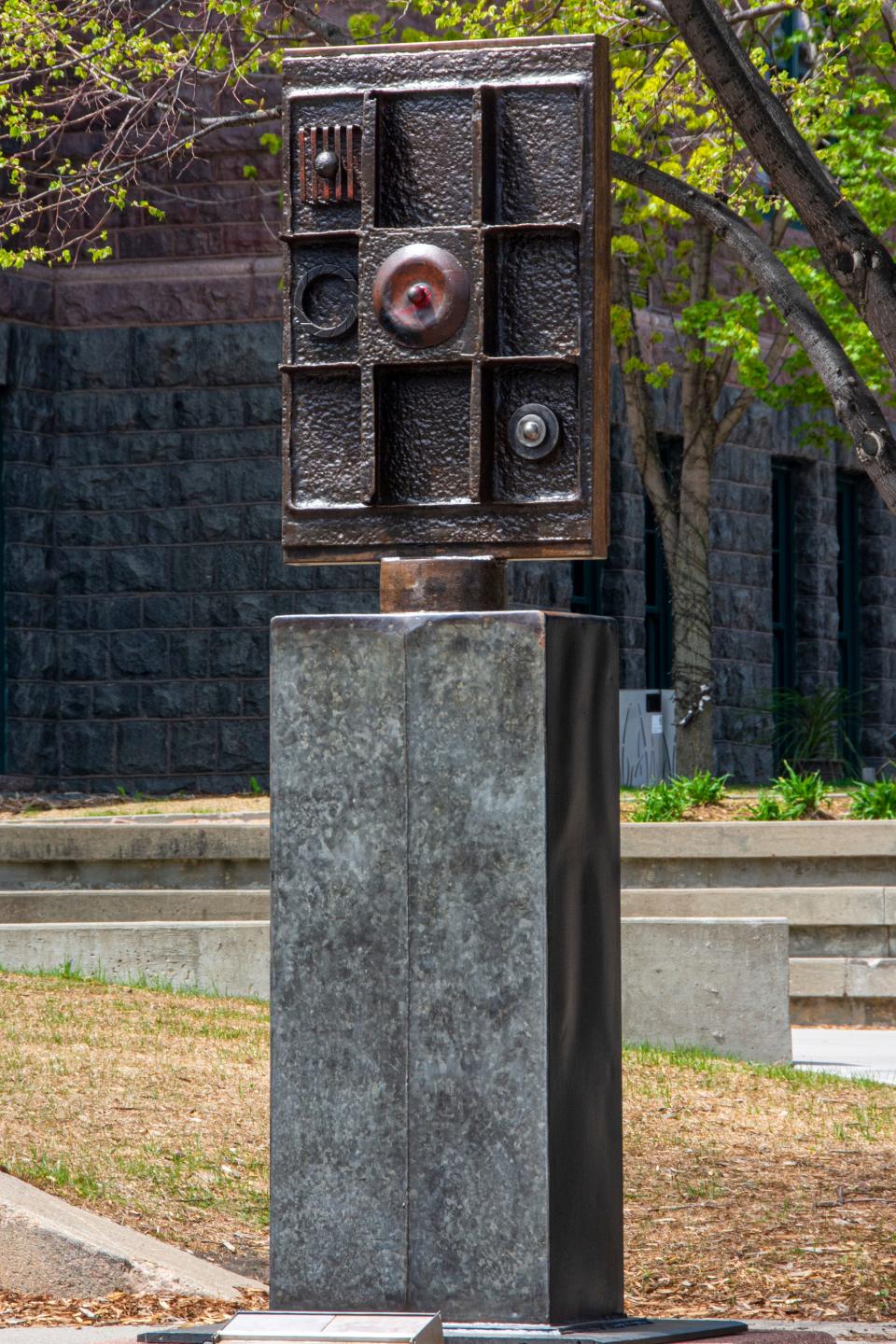 Ancient Game by Steven Maeck. Sioux Falls SculptureWalk 2022.