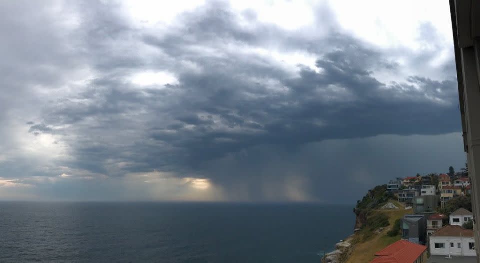 The thunderstorm has left train commuters and plane passengers stranded. Source: Twitter