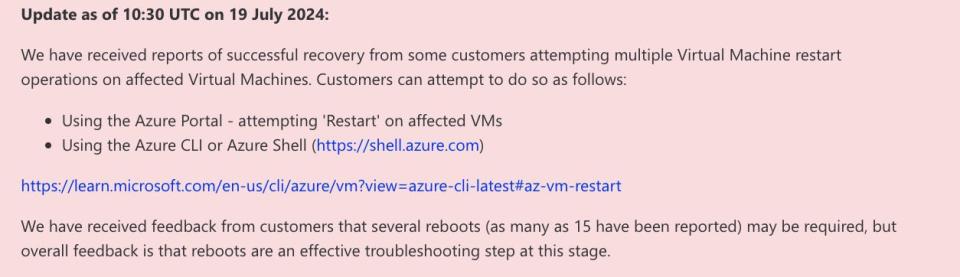Screenshot of post from Microsoft Azure website
